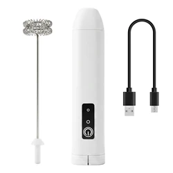 Compact Stainless Steel Electric Milk Frother and Coffee Foam Maker (White)