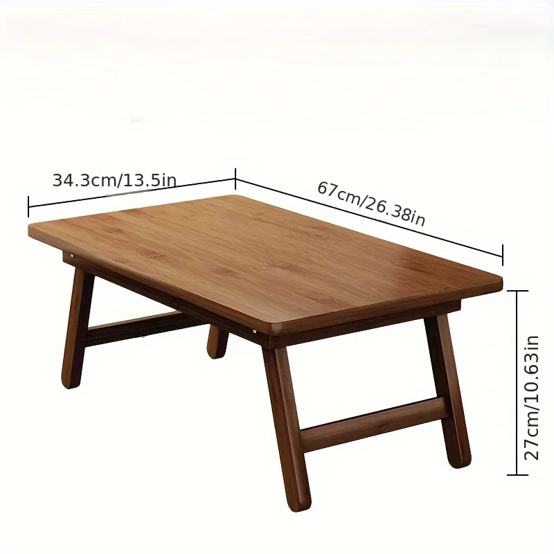 Versatile Foldable Coffee Table Bamboo Top Contemporary Style for Bay Window Balcony or Study Area side table c shaped end table for couch bed tv tray for eating on couch small end tables small spaces easy assembly