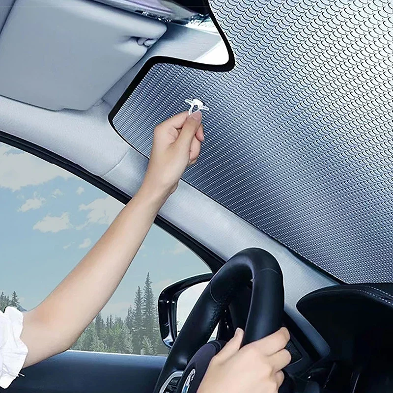 Car Sunshade Set 1 Piece of Car Sunshade With Heat Insulation and Sun Protection Car Front Windshield With Suction Cup Sunshade Amagi