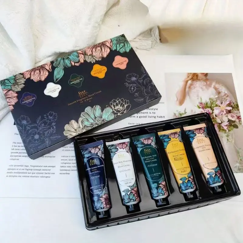 5PCS Fragrant Hand Cream Gift Box Moisturize Hands Makeup Water Gift Set Christmas Valentine's