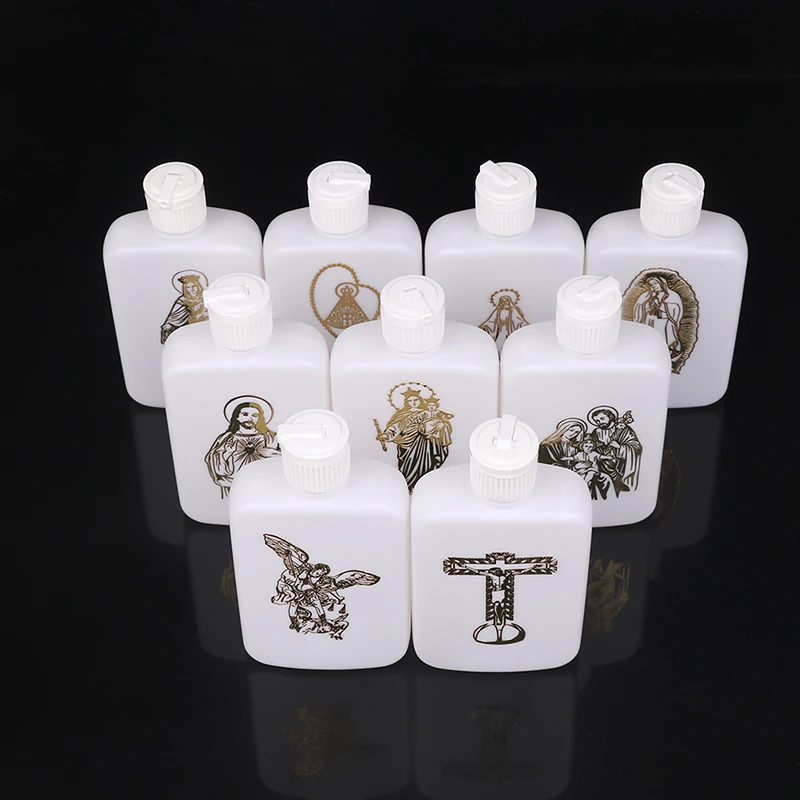 100ml holy water bottle Holy Water Bottles with Screw Lid Plastic Holy Water Container Empty Containers with Gold Cross