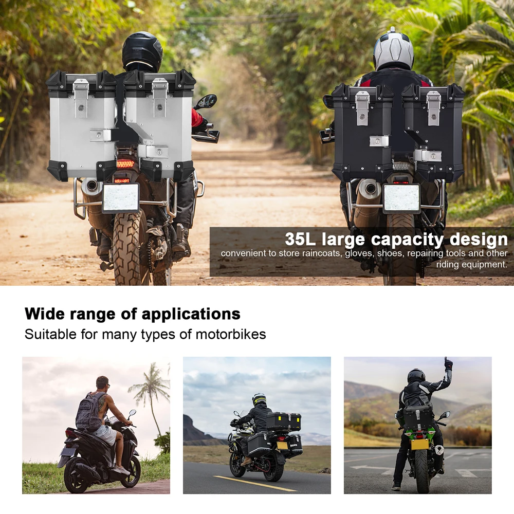 Motorcycle Tail Box 36/45/65L Motorcycle Top Box Universal MOTO Rear Trunk Helmet Box Aluminum Alloy Luggage Cases Waterproof Key Lock Tail Toolbox motorcycle toolbox motorcycle tool box