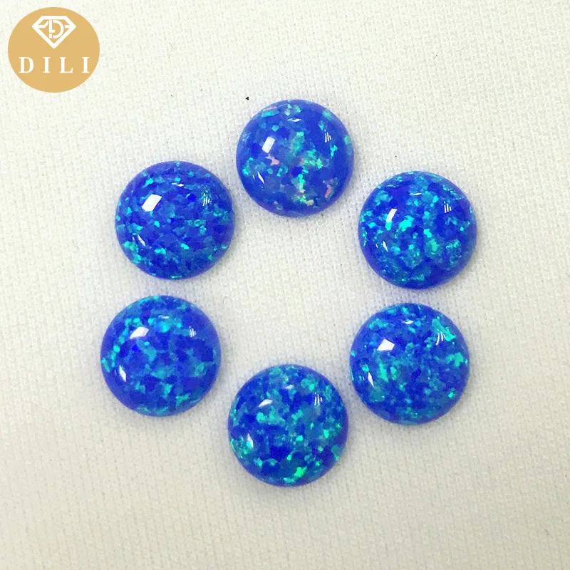 Spedizione Gratuita 1.75Mm 2Mm Cabochon Rotondo Retro Piatto Op05 Pietra Sintetica Opale Di Fuoco Blu Per Gioielli Fai Da Te
