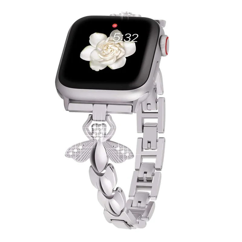 Metal Strap For Apple watch 8 7 45mm 41mm Ultra 49mm Small bee carved fashion Bracelet Band iWatch 6 5 4 SE 44mm 42mm 40mm belt