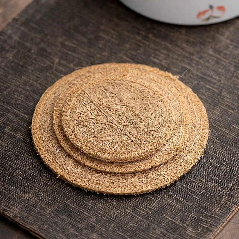 Vintage Eco-Friendly Natural Loofah Teapot Mat and Kitchen Coaster