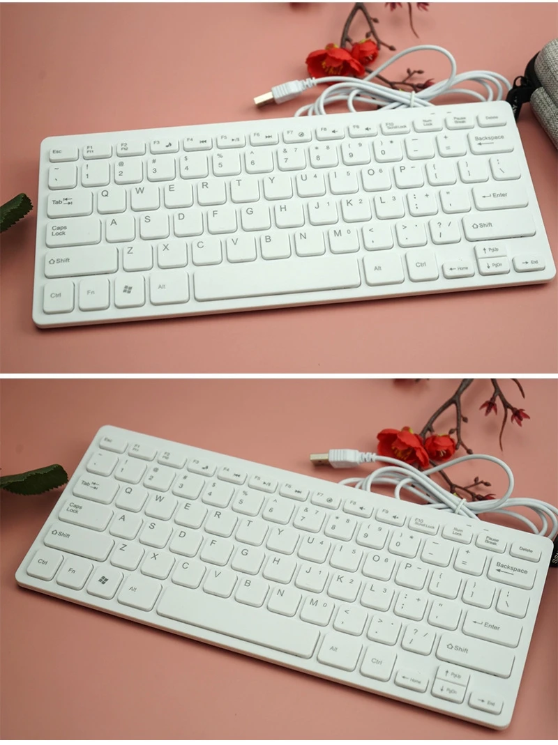 Compact Ultra-Thin 78-Key Quiet USB Multimedia Keyboard