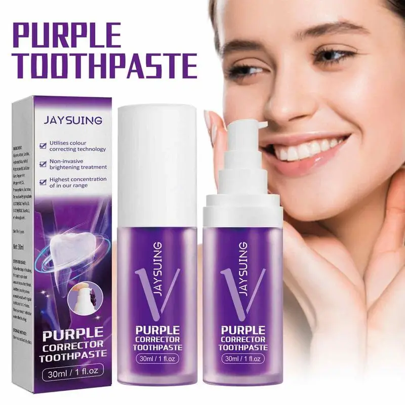 V34 Toothpaste Whitening Teeth Repair White Brightening Tooth Care Purple Corrector Reduce Yellowing