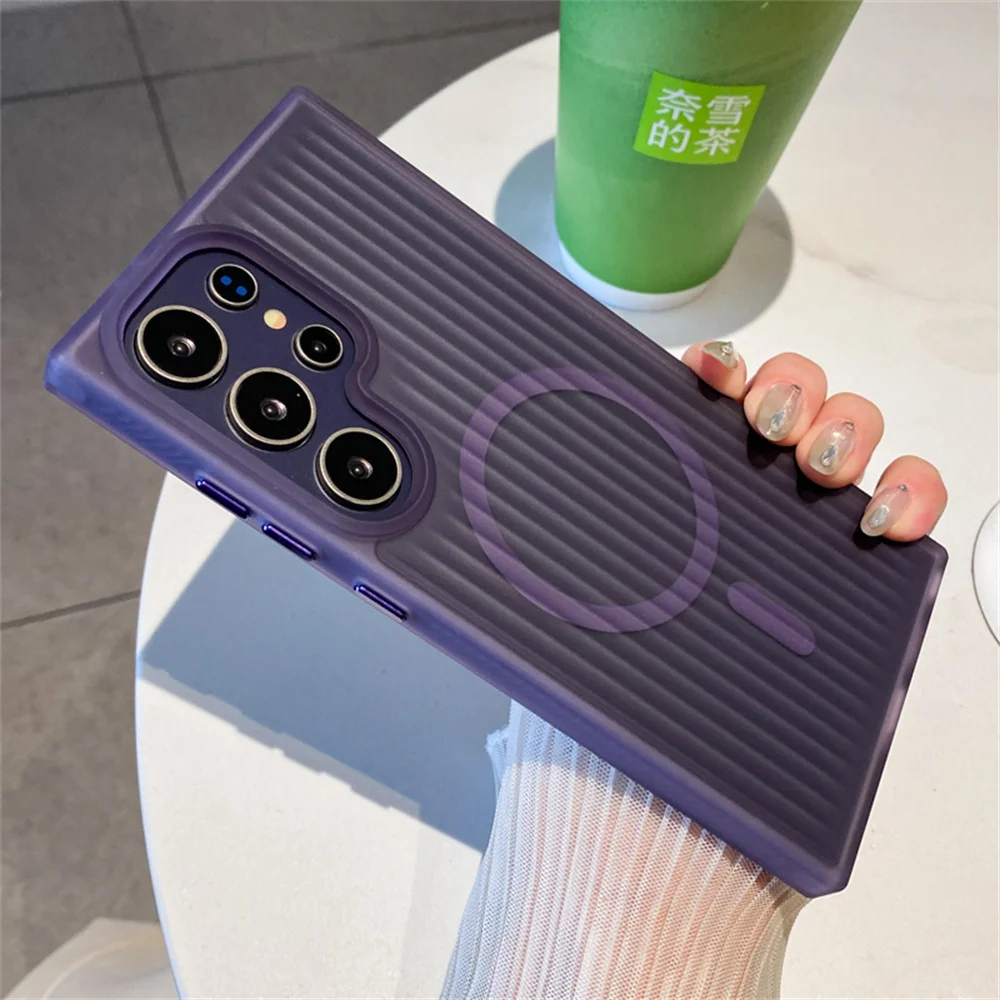 Translucent Frosted Magnetic Phone Case with Corrugated Matte Finish