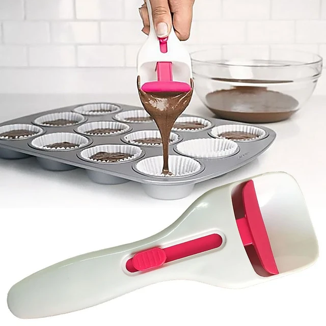 Cake Batter Scoop Can Push Labor-saving Cupcake Spoon Cake Batter  Distribution Liquid Chocolate Sauce Batter Measuring Spoon - AliExpress