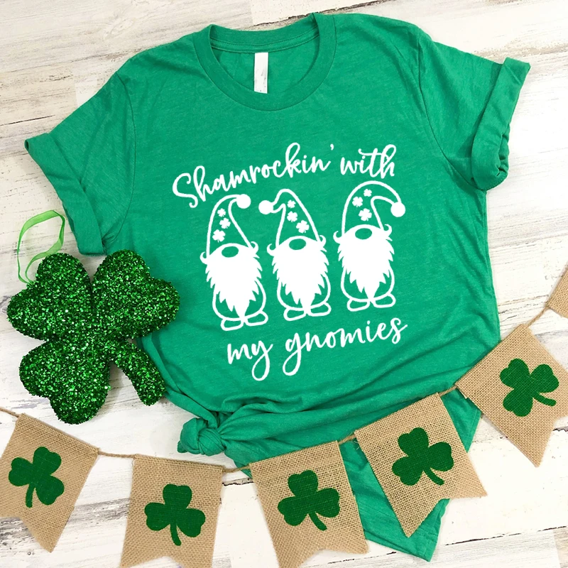 

St. Patrick's Day Gnomes Shirt St. Patricks Day Shirt Shamrock Lucky Tee Four Leaf Shamrock Shirts Patrick's Day Irish Tshirt M