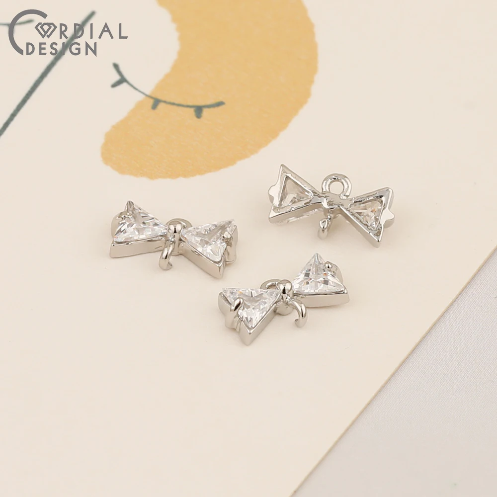 Cordial Design 100Pcs 7*12MM Jewelry Accessories/Hand Made/Connectors/CZ Charms/Bowknot Shape/DIY Making/Earring Findings - cordial