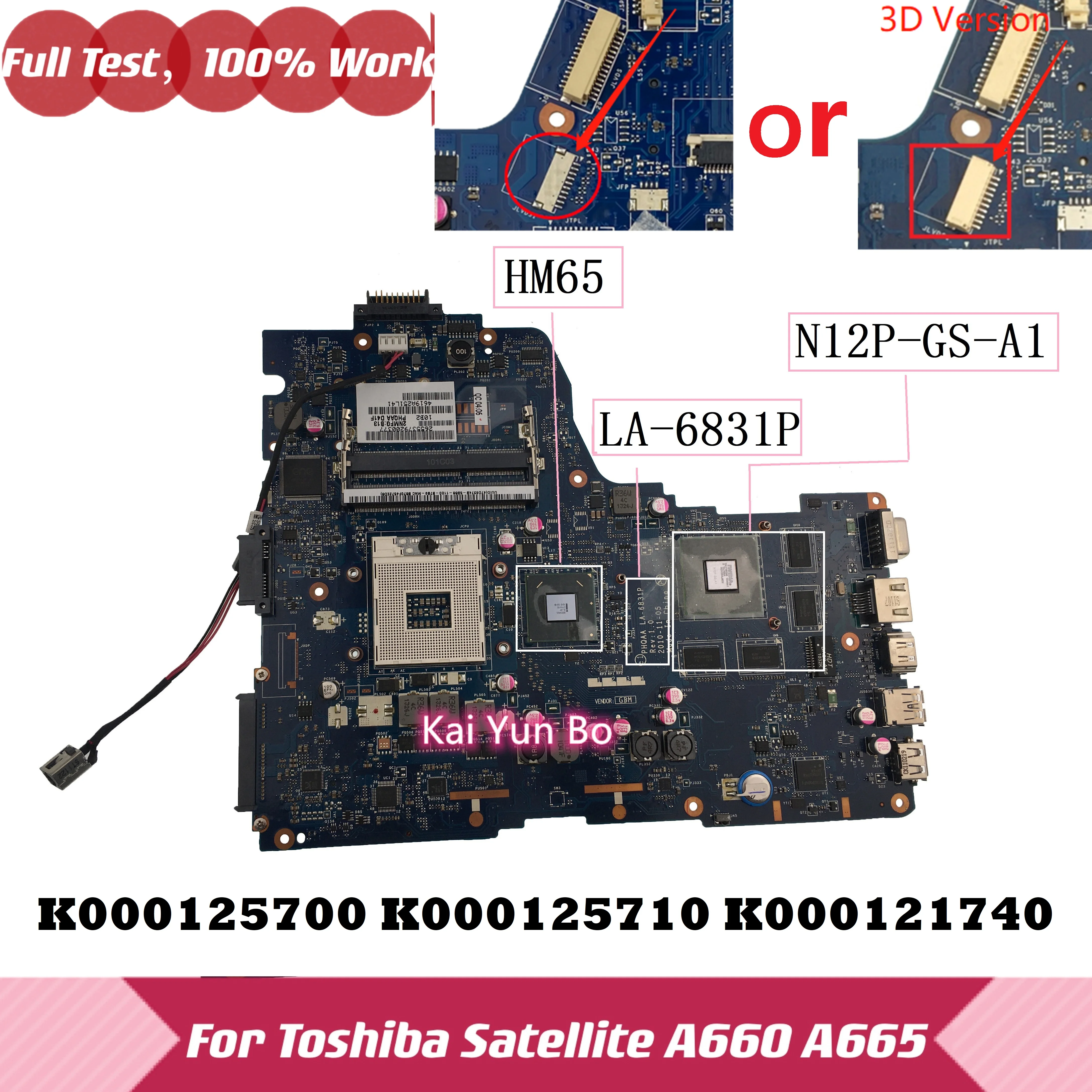 

Mainboard For Toshiba Satellite P750 P755 A660 A665 Laptop Motherboard K000125700 K000125710 K000121740 PHQAA LA-6831P Notebook