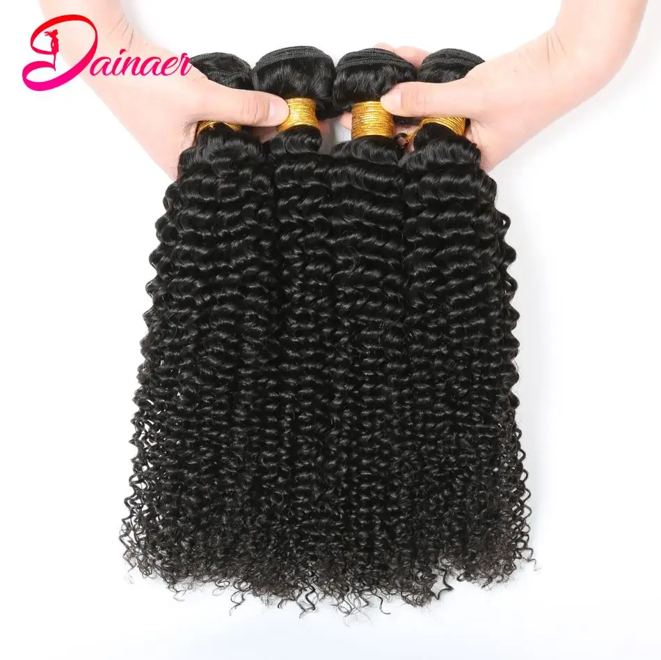 4 Bundles Afro Kinky Curly Hair Brazilian 100% Natural Hair Extensions Human Bundles Remy Kinky Curly Natural Black