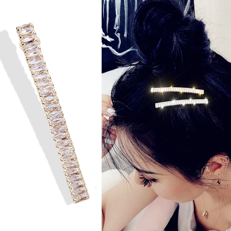 HAHA&TOTO New Exquisite Rectangle Zircon Hairclip Barrette for Women Girls Crystals High-end Hairpins Hairgrips Hair Accessories