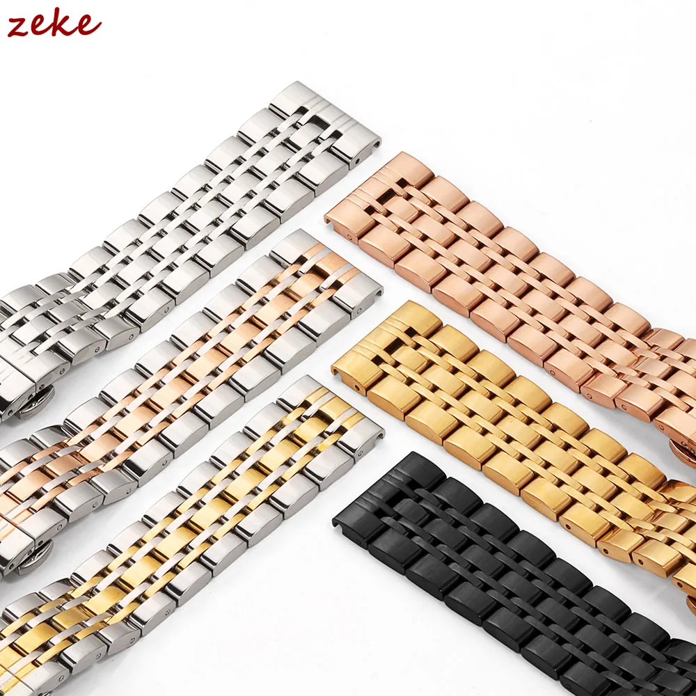 Elegant Stainless Steel Curved Butterfly Buckle Watch Band Bracelet