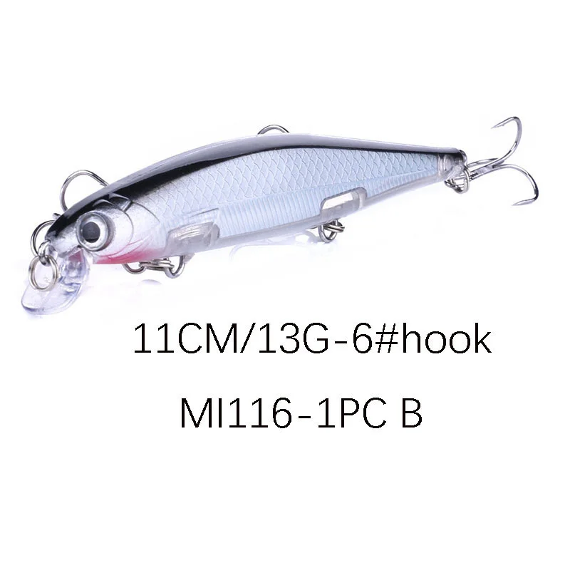 100Pcs Short Tongue Plate Mino 11cm Suspended Submerged Long Throw Mino False Bait 13g Long Throw Sea Bass 3