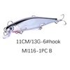 100Pcs Short Tongue Plate Mino 11cm Suspended Submerged Long Throw Mino False Bait 13g Long Throw Sea Bass 3