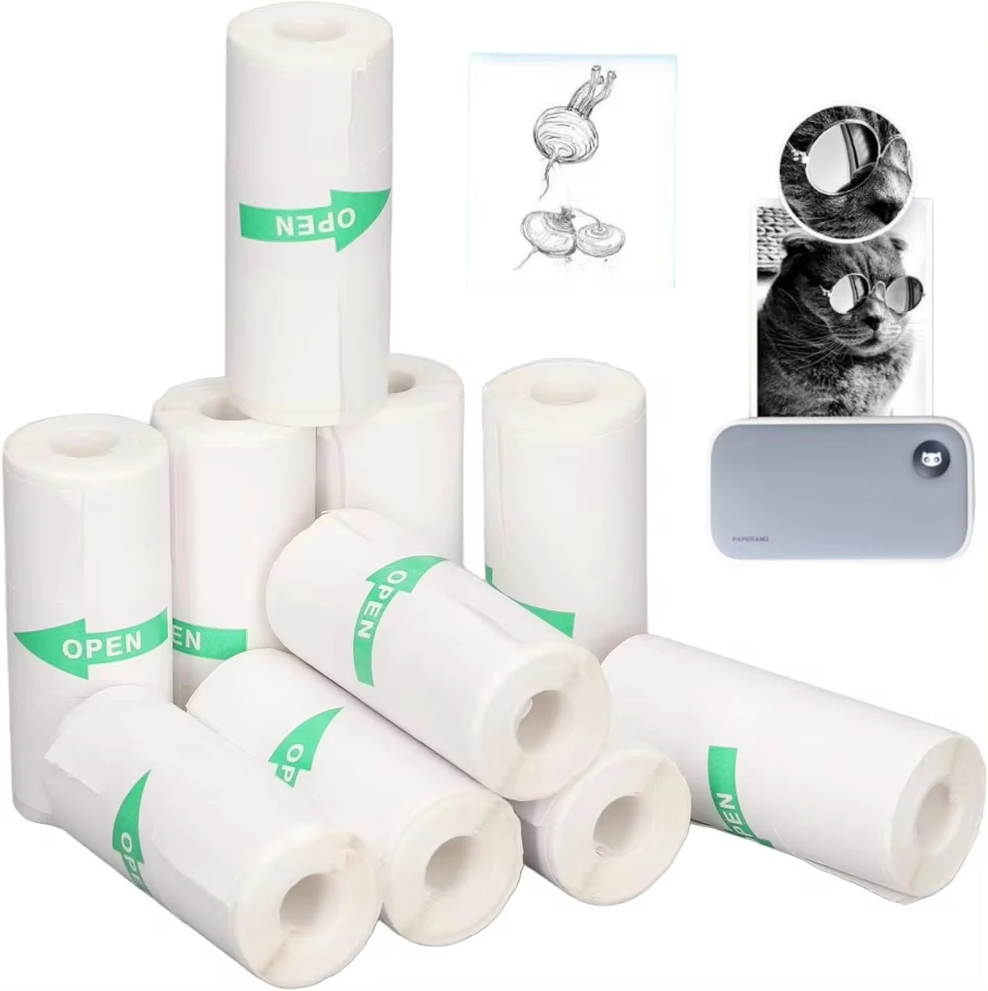 Mini Printer Paper Long Printer Paper 57 x 25 mm Self Adhesive Thermal Printable Sticker For Pocket Thermal pocket printer,thermal paper,printing paper,thermal paper roll,thermal printer paper