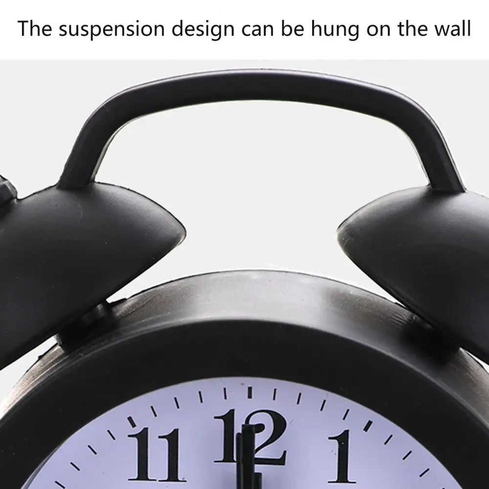 Double Bell Clock Accurate Timekeeping Battery Operated Analog Mini Round Bedside Desk Alarm Clock Cute Kids Gift 5