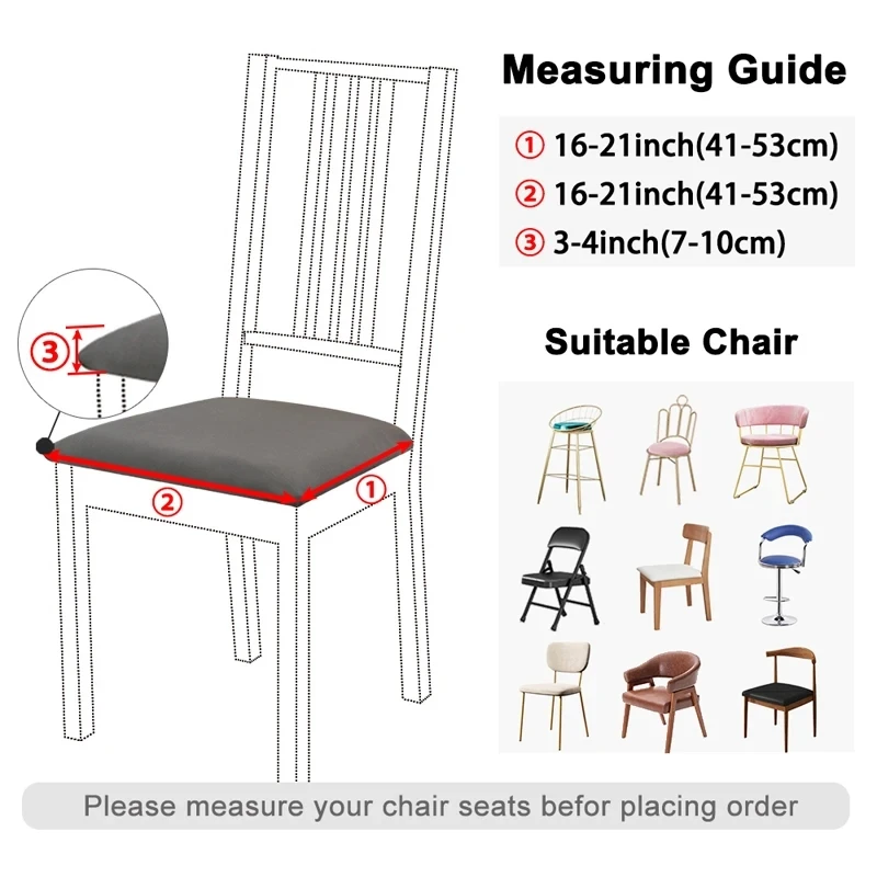 1Pcs Spandex Dining Room Chair Seat Cover Waterproof Elastic Cushion Cover Washable Slipcover Cover for Chair Home Hotel 6