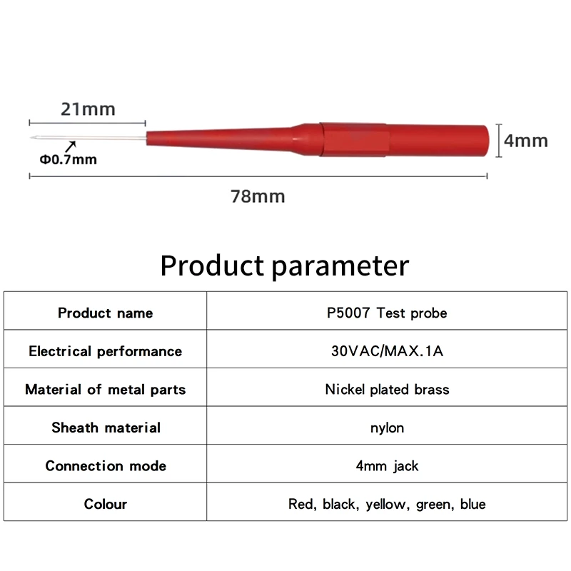 P5007 Automotive Oscilloscope particularly sharp probe 0.7mm Probe testing head automotive diagnosis 4mm Tail Plug Oscilloscope Probe