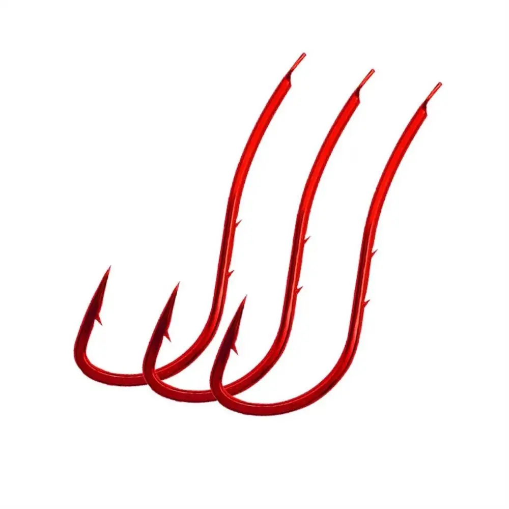 

20pcs Red Double Shank Fishing Hooks High Carbon Steel Narrow Bait Holder Hook Barbed Live Bait Hook Fishing Tackle Accessories