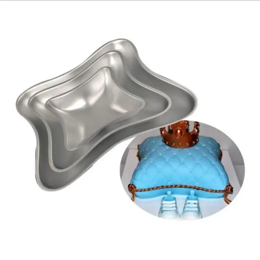 3 Pcs/Set DIY Sugar Flipping Wedding Cake Pillow Design Three Piece Cake Mold Aluminum Alloy Baking Tray
