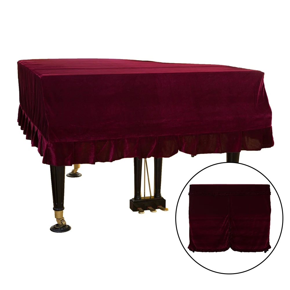 Gold Velvet Soft Bordered Triangle Piano Cover Home Washable Decoration Beautiful Dustproof Piano Protector Case piano keyboard cover piano keyboard covers