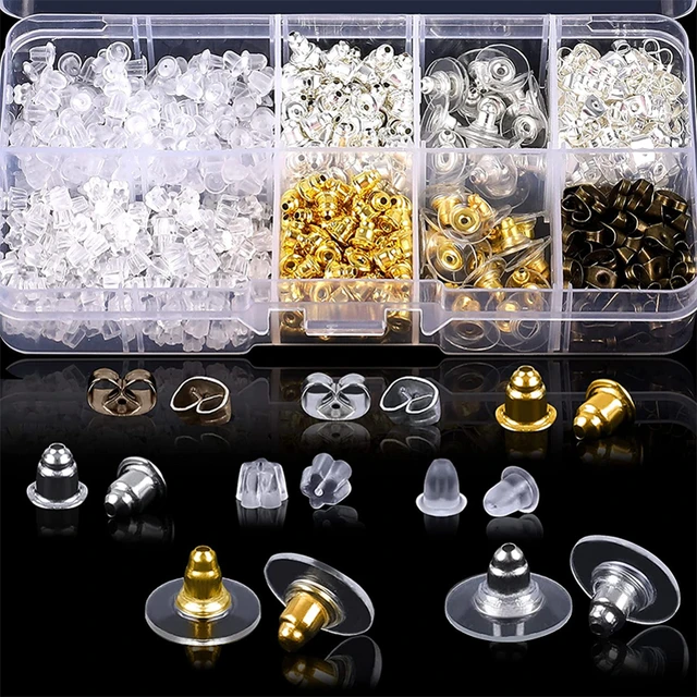 100/300Pcs Silicone Alloy Rubber Earring Back Stoppers for Stud Earrings  DIY Earring Findings Accessories Tube Ear Plugs - AliExpress