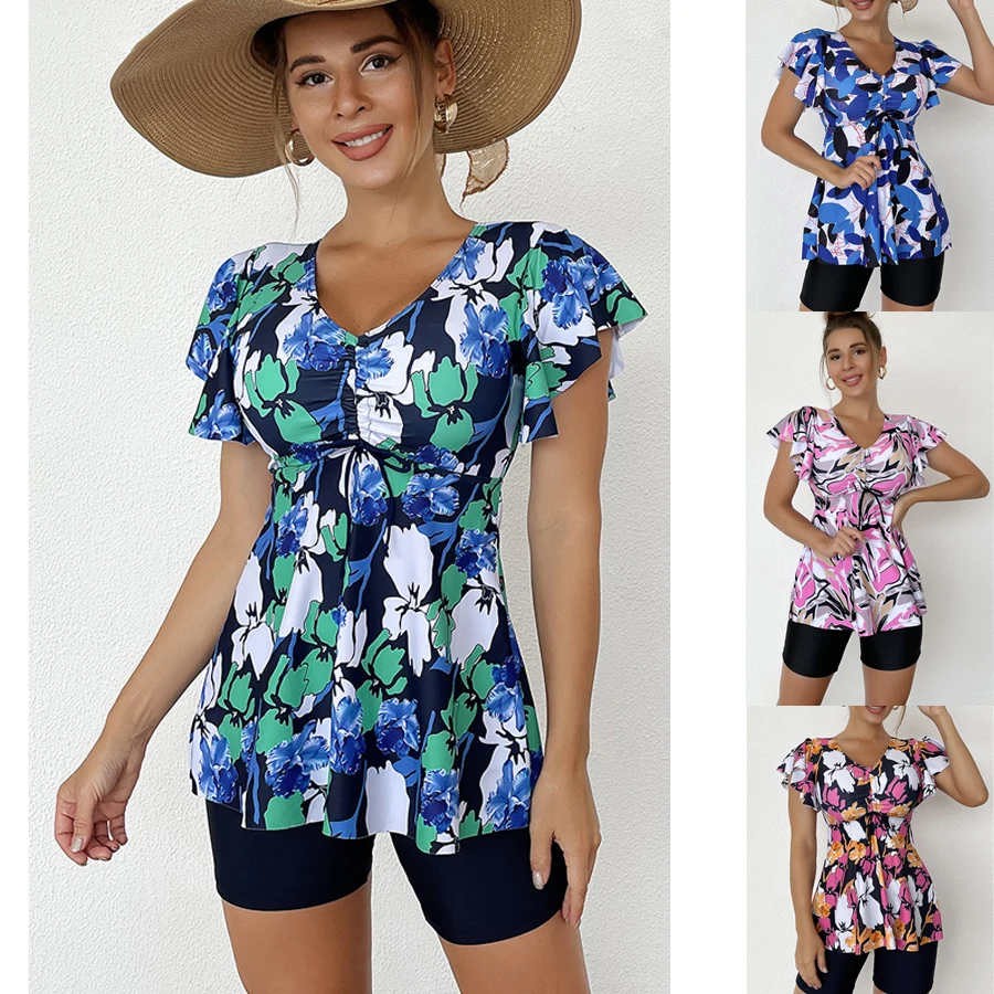 

2023 New Women Beachwear Swim Tankini Monokini Swimwear Bathing Suit Two Pieces Swimsuits Plus Size Printed Tankinis