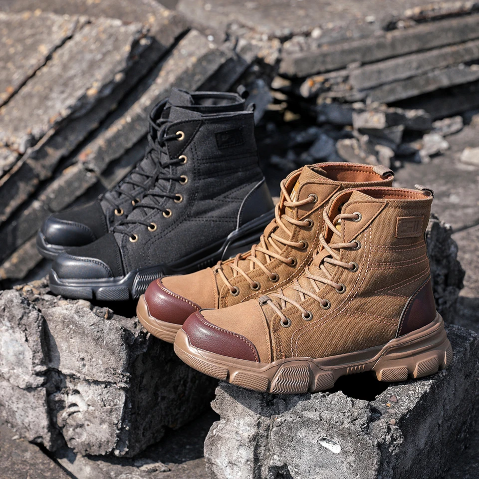 Canvas Breathable Steel Toe Safety Shoes for Men