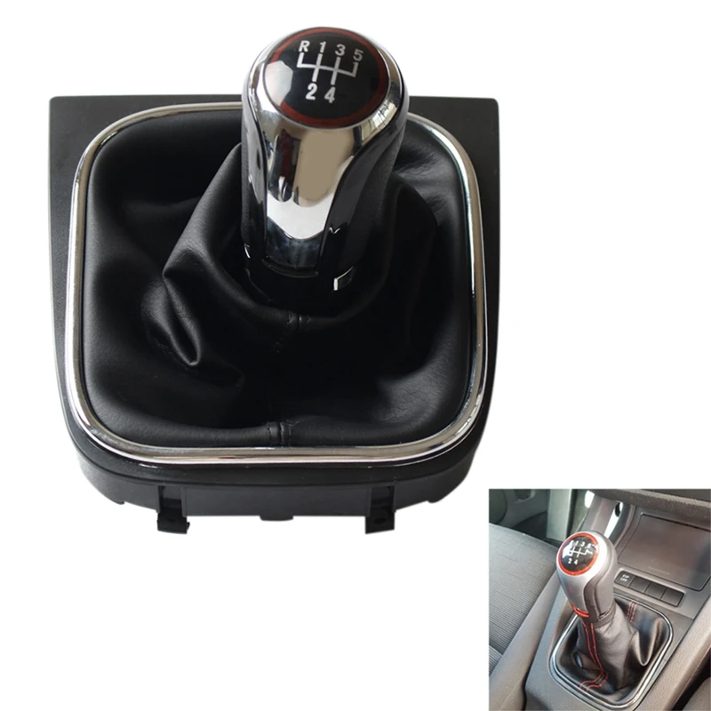 수동 기어 스틱 시프트 레버 헤드 볼, 가죽 부츠 포함, 골프 5 MK5 골프 6 제타 MK6 GTD R32 2004-2013