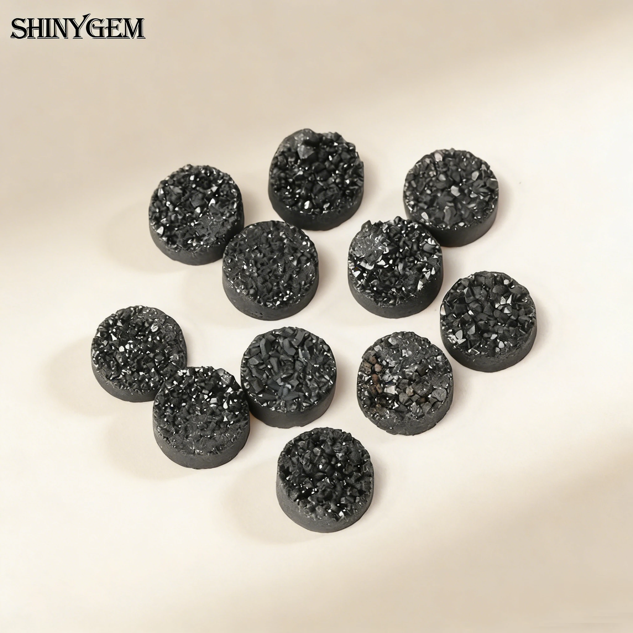 보석 제작용 12mm 블루 드루지 쿼츠 불규칙 표면 티타늄 원형 스톤 비즈 무광 카보숑 DIY 귀걸이 재료 10개/세트