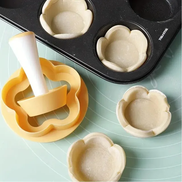Pastry Dough Tamper Set Flower Shaped Cutter Cake Mold Creative Cake Cup Presser Biscuit Mold Pie Tamper Kitchen DIY Baking Tool 1
