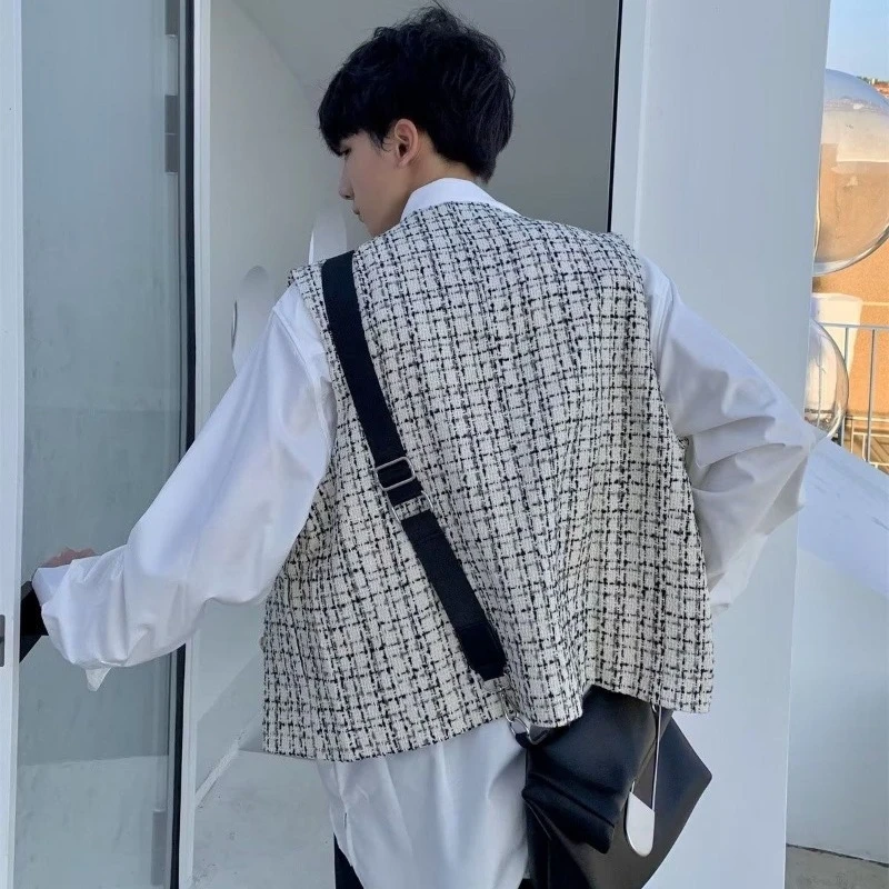 스타일리시한 가을 여성 조끼 한국 디자인 니트웨어 독특한 질감 스트리트웨어 오피스에 완벽 ?