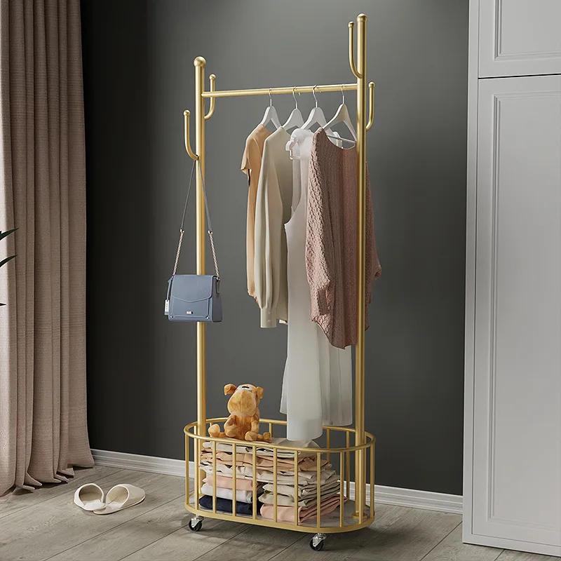 

Coat Rack Floor Bedroom Hanger Nordic Light Luxury Metal Home Living Room Removable Storage Rack