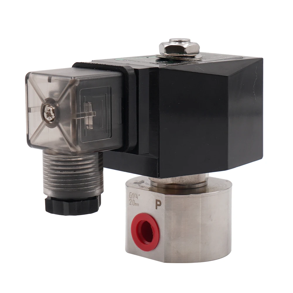 Orifice 1.2mm 200Bar 2mm 100Bar 304 Stainless Steel 2 Way High Pressure Normally Closed Solenoid Valve G 1/4" 1/8" AC220V DC24V