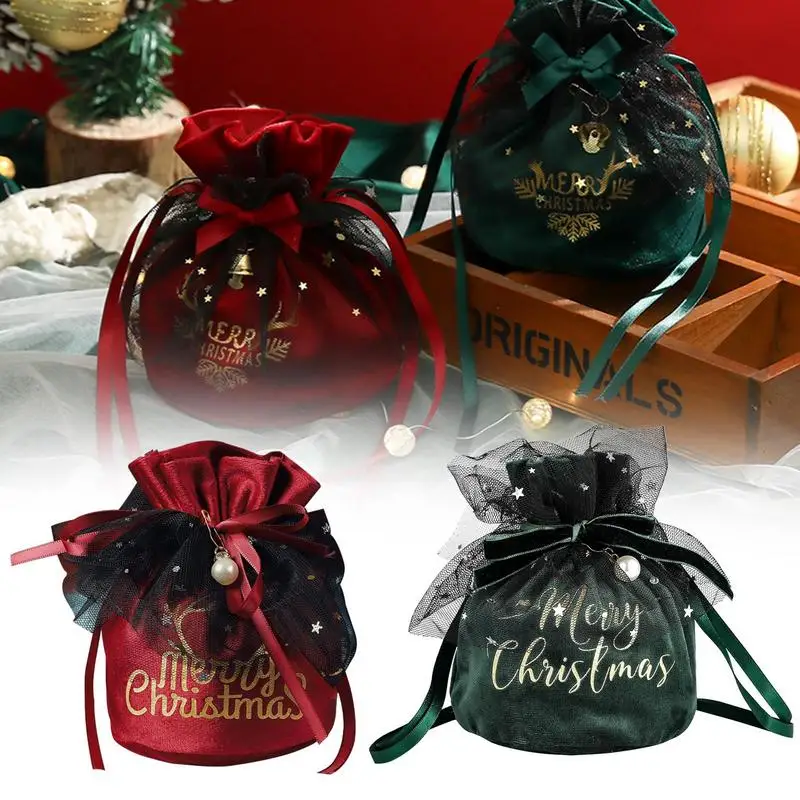 

Christmas Drawstring Gift Bags Portable Christmas Gift Bags Reusable Multifunctional Holiday Bags For Gift Christmas Treat Bags
