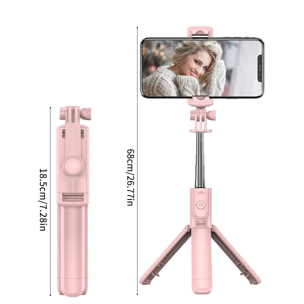 Wireless Selfie Stick Tripod Stand with Detachable Remote for iPhone Mobile Phone Live Streaming