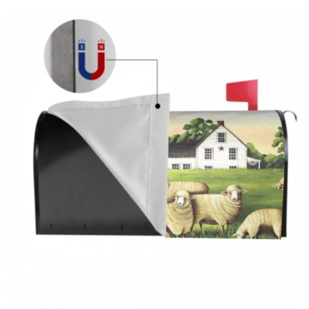 Magnetic Print Mailbox Cover Protective Post Letter Box Cover Mail Wraps Garden Decor Snowman Christmas Decorations