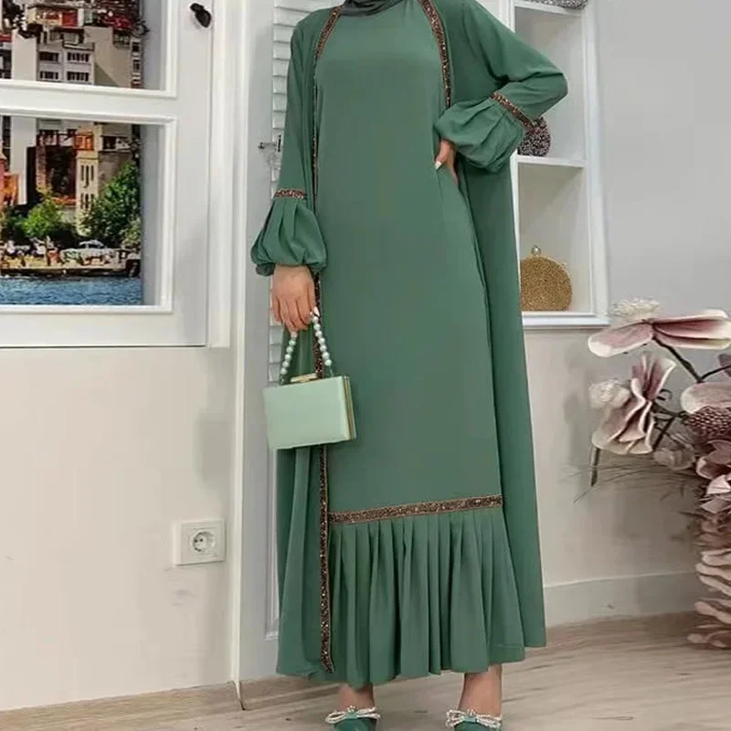 Eid Abaya Dubai Modest Turkey Muslim Long Dress for Women Arabic Sequin Islamic Dresses Evening Party Gown Moroccan Kaftan Robe