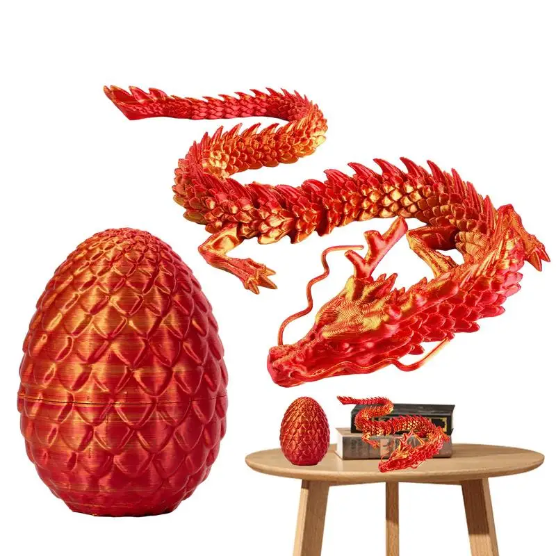 

Articulated Figurine Decor With Egg Crystal Dragon With Egg 3D Printed Dragon Egg Ornaments Portablered And Blue Egg Toy