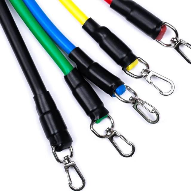 11pcs TPE Resistance Band Set Fitness Band Pull Rope Elastic Training Band With Door Anchor Handles Carry Bag Legs Ankle Straps 4