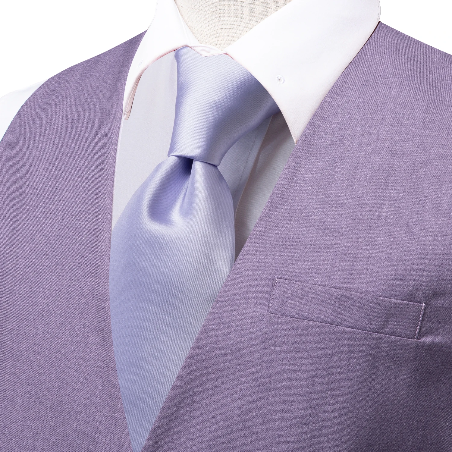 Elegant Silk Men's Vests Lavender Purple Slim Waistcoat Neck Tie Hanky Cufflinks Brooch Sets for Men Suit Wedding Party Designer