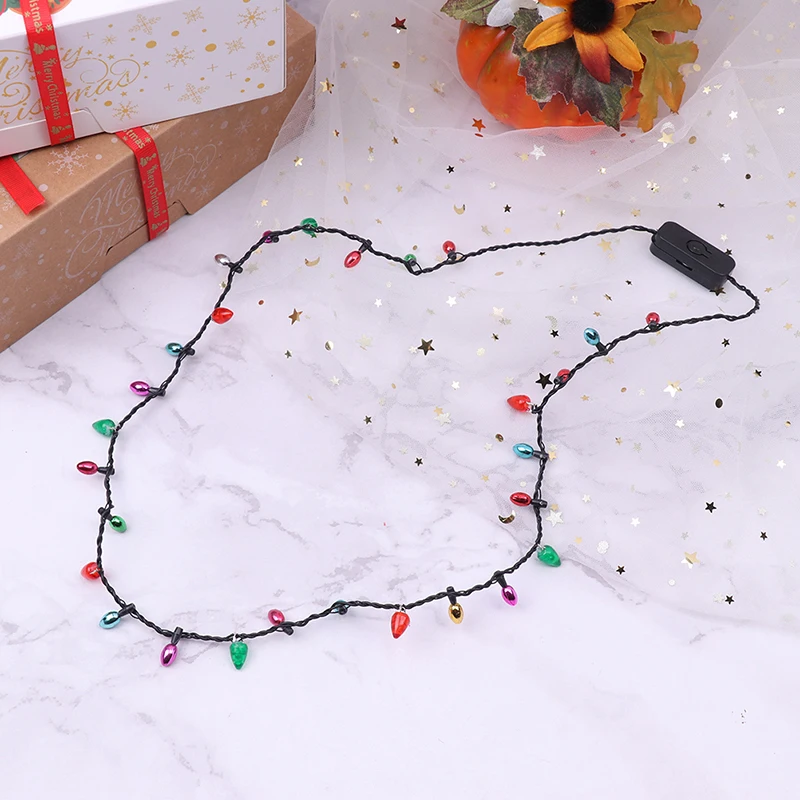 Light LED Necklace Blinking Christmas Lights Costume Necklace 8 LED