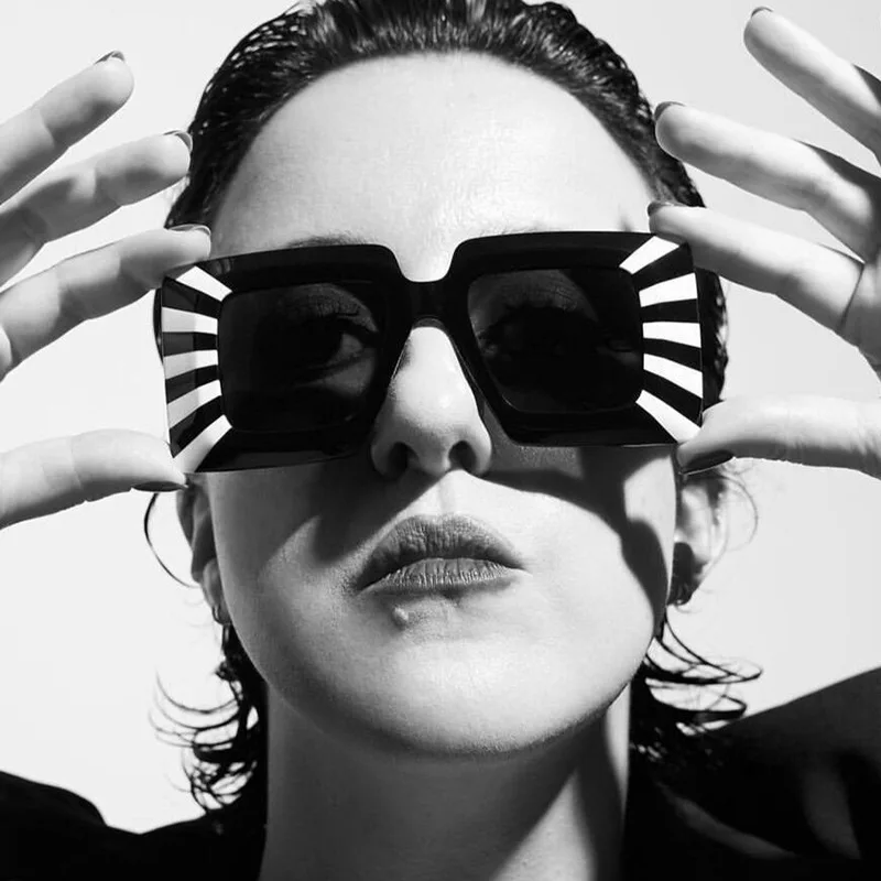 

Квадратные Солнцезащитные очки RBRARE, женские оверсайз винтажные очки, женские/мужские брендовые роскошные очки в полоску, женские очки