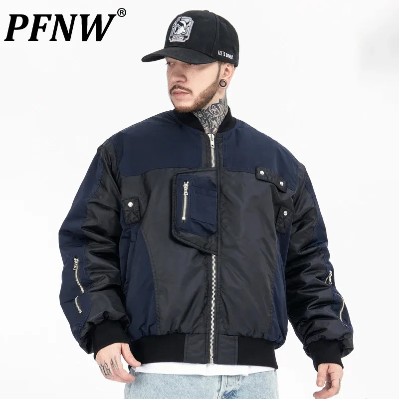 

PFNW Multi Pockets Men's Flight Jackets Niche Design Male High Street Spliced Padded Coats American Stylish 2023 Autumn 28W2122
