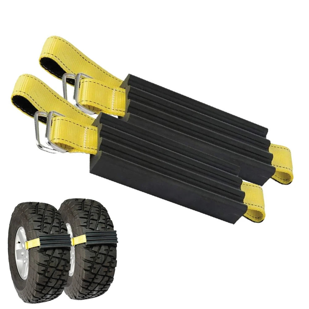 2Pcs Mud Sand Tire Traction Device with Gloves Snow Mud Sand Tire Chain Straps Anti-Skid Car Traction Blocks for