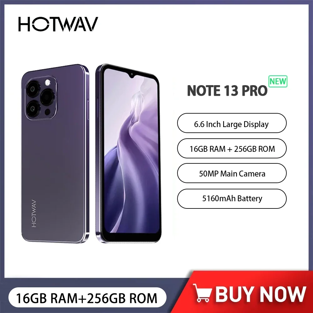 HOTWAV Note 13 Pro смартфон 6,6 дюймов HD + 90 Гц 16 ГБ + 256 Гб мобильный телефон 50MP AI камера 5160 мАч 18 Вт Быстрая зарядка сотовый телефон NFC прочный смартфон cyber 9 pro 6 3 дюйма 8 гб 128 гб 7500 мач hotwav 4g мобильный телефон helio p60 octa core 48mp задняя камера сотовый телефон