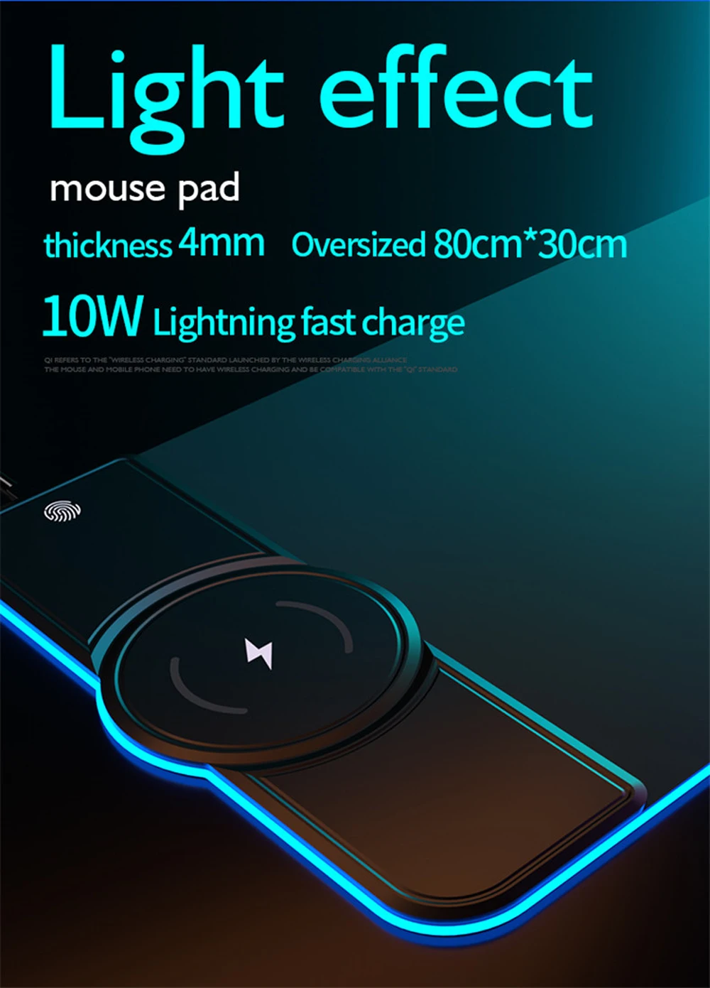 Emissor de Luz Base de Mesa de Escritório Pad com Carregador sem Fio para Iphone Diodo Teclado Não-slip Gaming Mouse Pad Grande Tapete Jogo pc Huawe 1 Online shopping